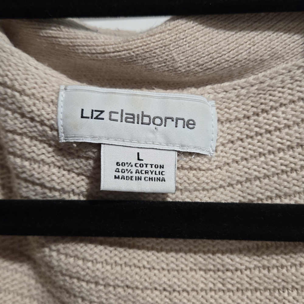 Liz Claiborne Beige Ribbed Cardigan - Picture 6 of 6